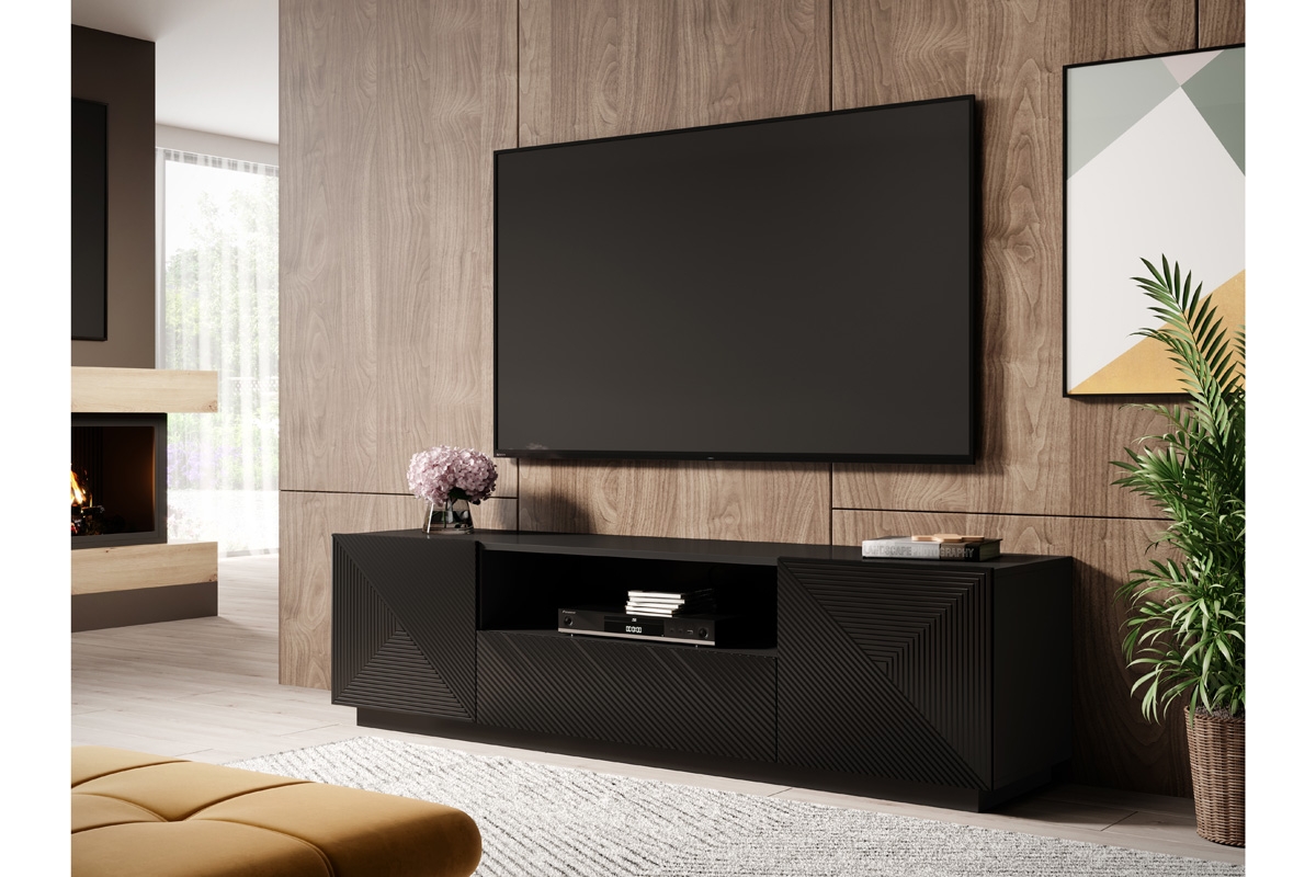 Asha TV-szekrény 167 cm - matt fekete Skříňka tv Asha 167 cm - Fekete mat