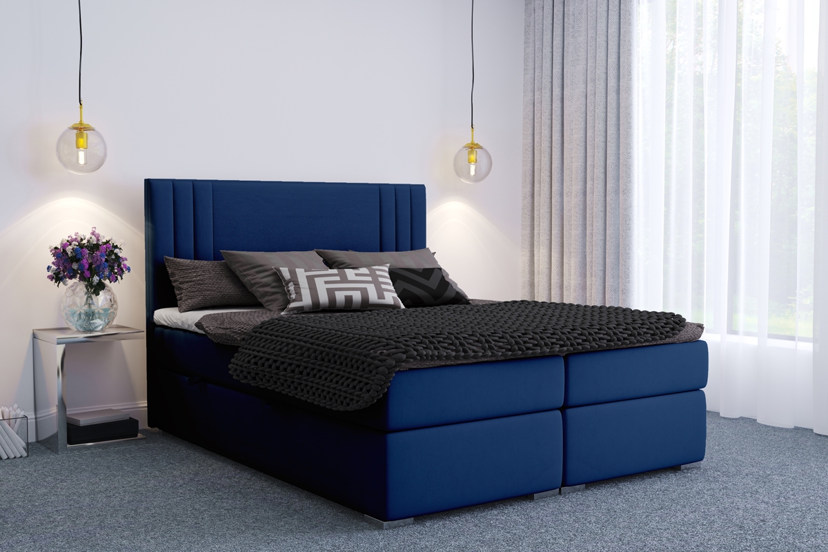 Boxspring posteľ Cyntia 140x200 námornícka modráowe Posteľ do spálne