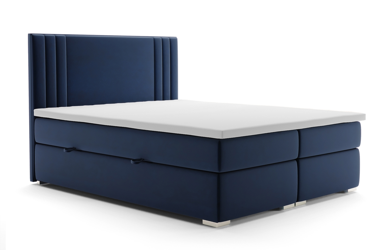 Boxspring postel Cyntia 140x200 tmavě modrá postel s dělenou matrací