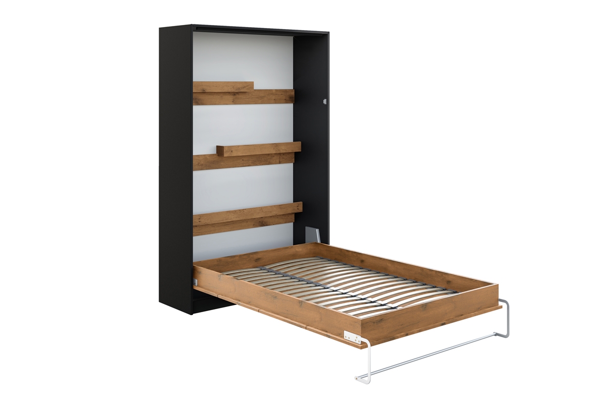 Sklápěcí postel vertikální Basic 140x200 - černá / dub lancelot sklápěcí postel s policemi 
