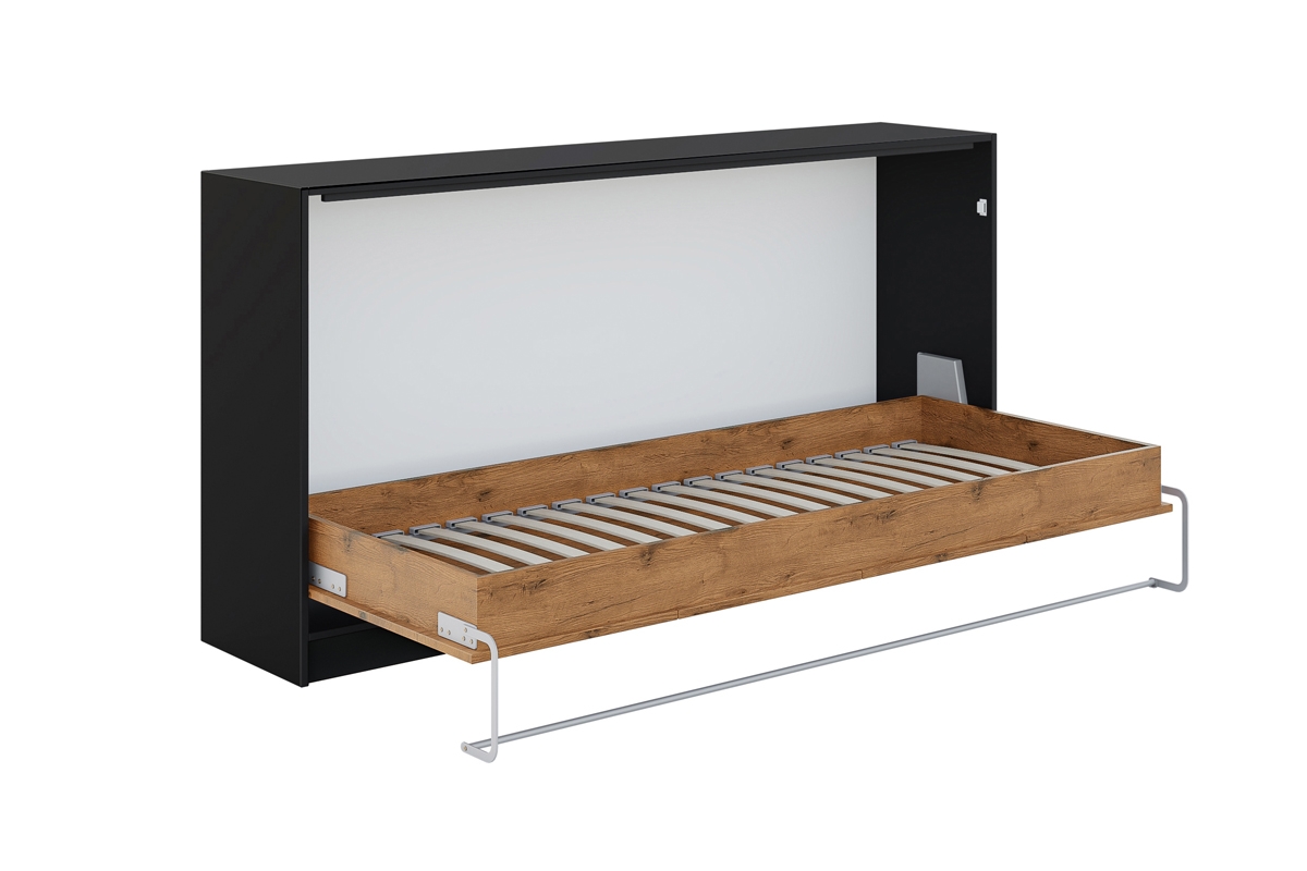 Sklápacia posteľ Loft Basic horizontálna - 90x200 cm - čierna / dub lancelot Praktická sklápacia posteľ