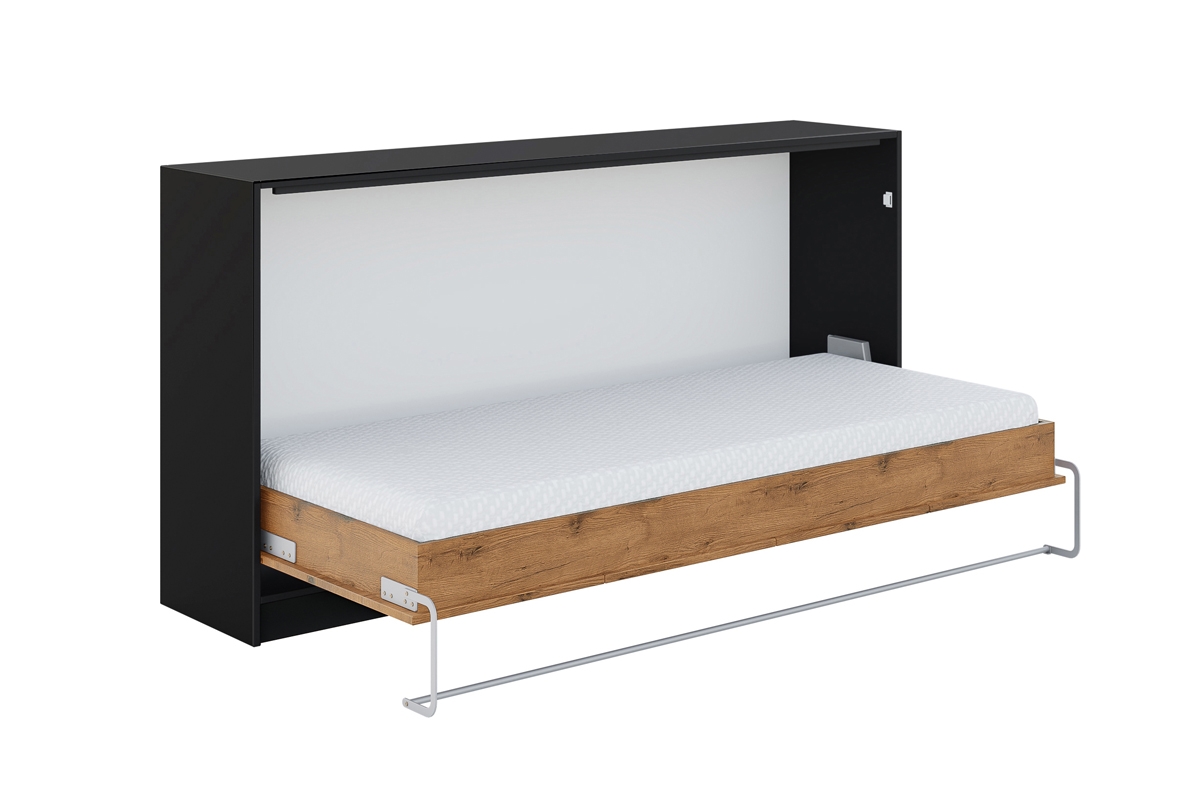 New Elegance vízszintes összecsukható ágy 90x200 - fekete/lancelot-tölgy sklápěcí postel s matrací 