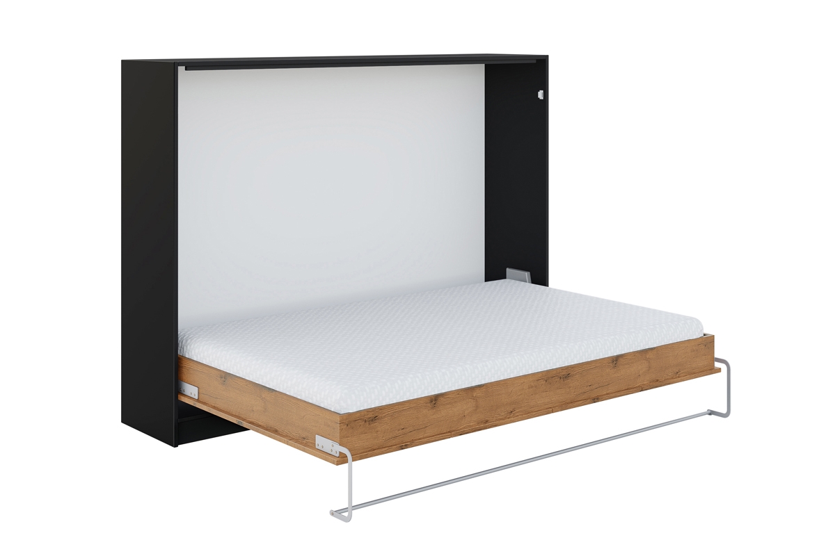 Sklápěcí postel horizontální Loft 140x200 Basic New Elegance - Černý / Dub lancelot Sklápěcí postel do ložnice 