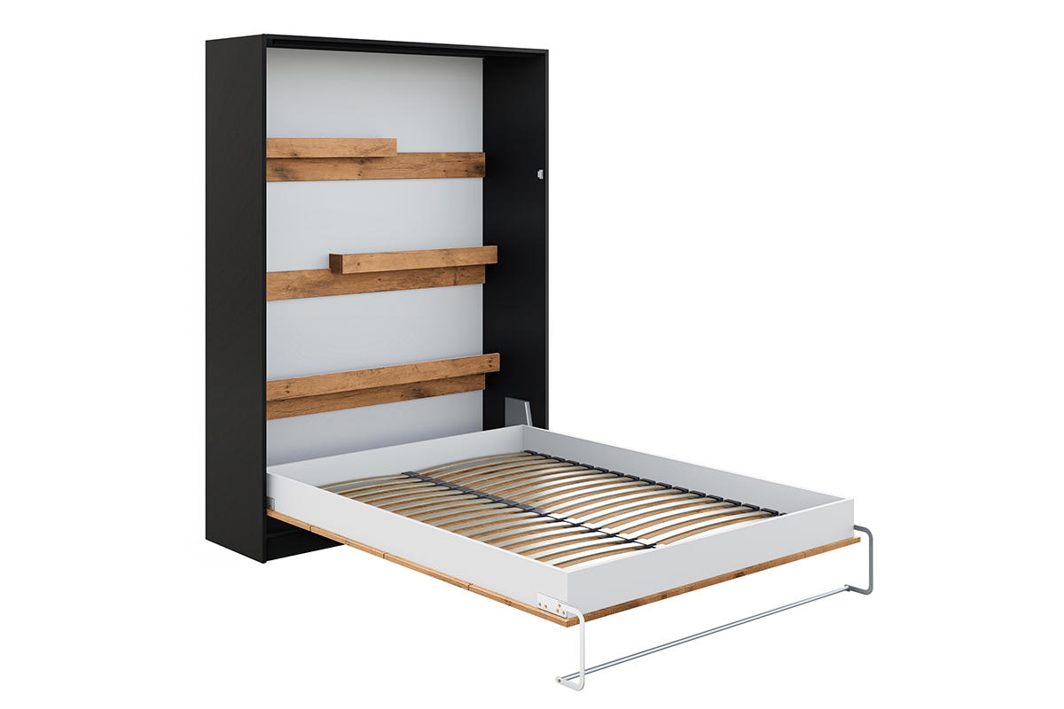 Sklápacia posteľ Modern vertikálna - 160x200 cm - čierny loft / dub lancelot Sklápacia posteľ s matracom