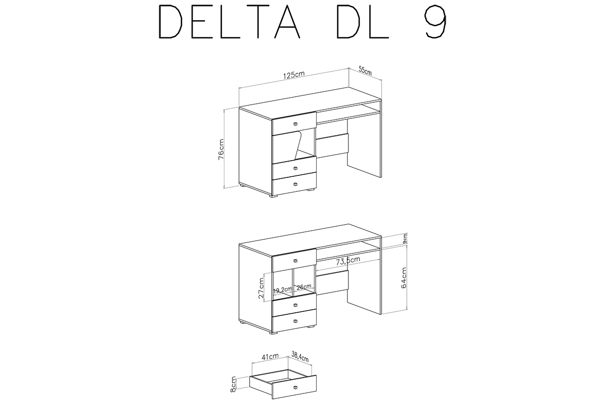 Písací stôl pre mládež Delta DL9 - Dub / Antracitová Písací stôl pre mládež Delta DL9 - Dub / Antracytová