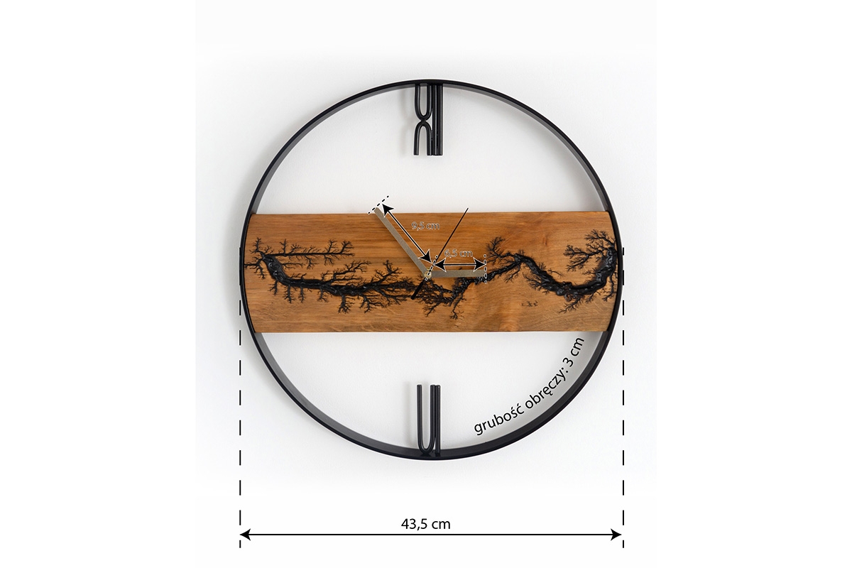Drevené nástenné hodiny KAYU 03 Jelša v Loft štýle - Čierna- 43 cm Drevené nástenné hodiny KAYU 03 Jelša v Loft štýle - Čierna- 43 cm - Rozmery