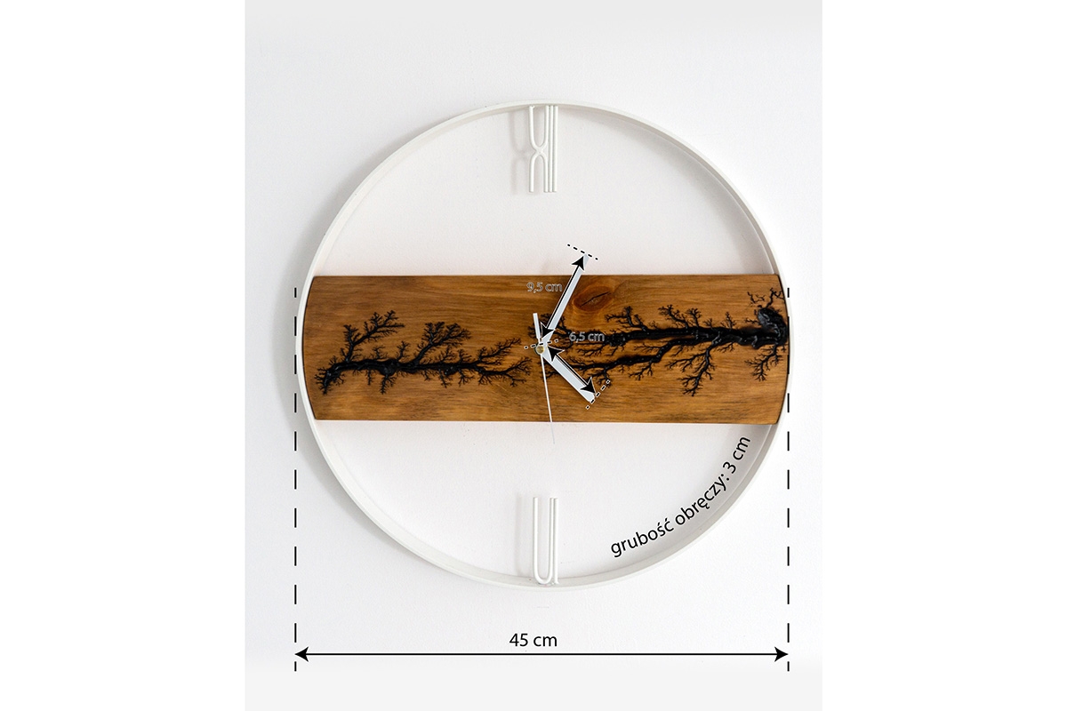 Dřevěné nástěnné hodiny KAYU 08 Olše v Loft stylu - Bílý - 45 cm Dřevěné nástěnné hodiny KAYU 08