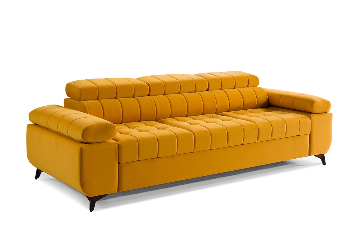 Dragonis háromszemélyes kanapé a nappaliba žlutá pohovka s širšími boky
