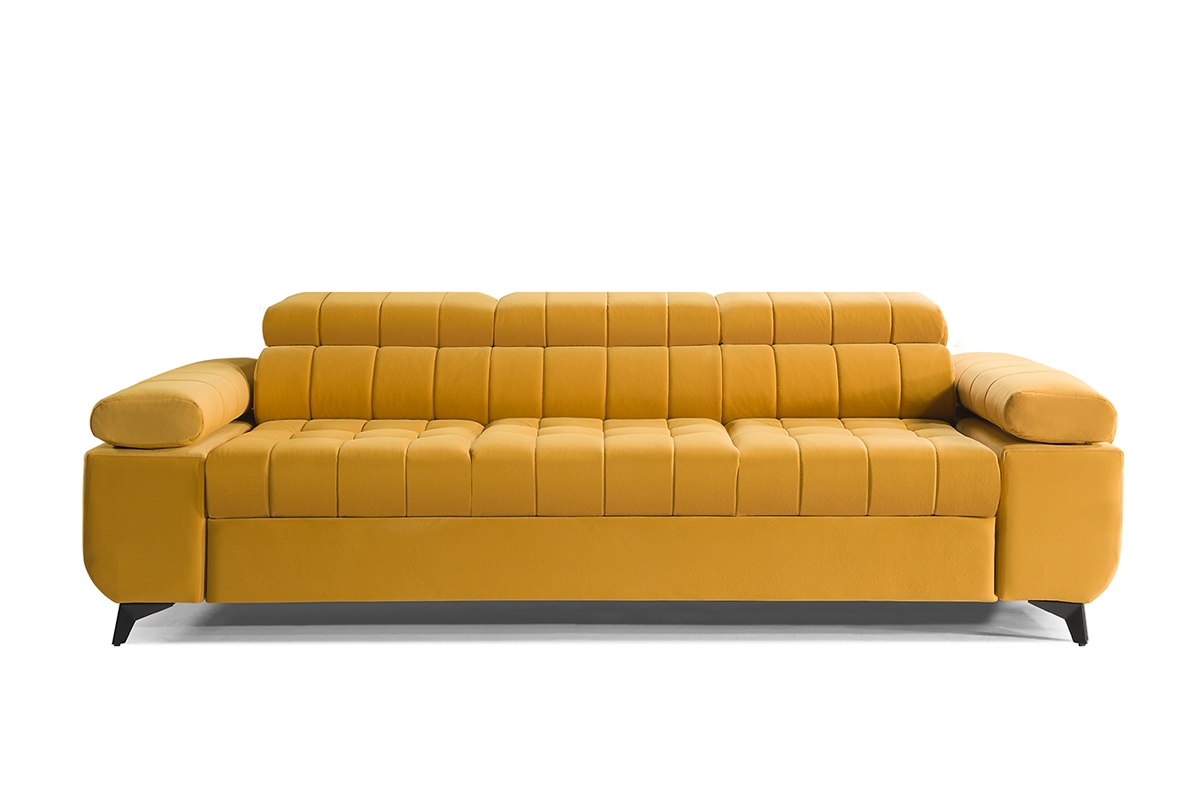 Canapea cu trei locuri pentru camera de zi Dragonis Žlutá  Pohovka s vysokými nožičkami
