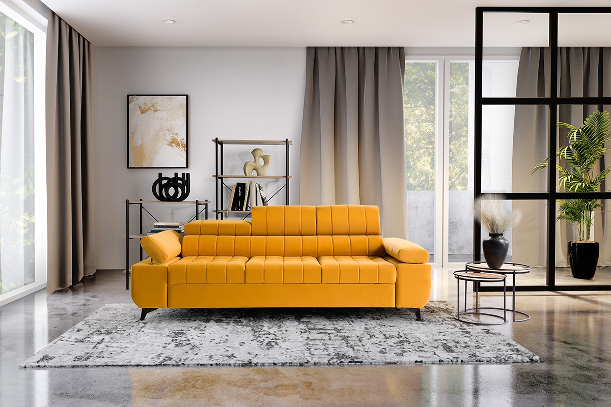 Rozkládací pohovka Dragonis 255 cm žlutá Pohovka do moderního obývacího pokoje