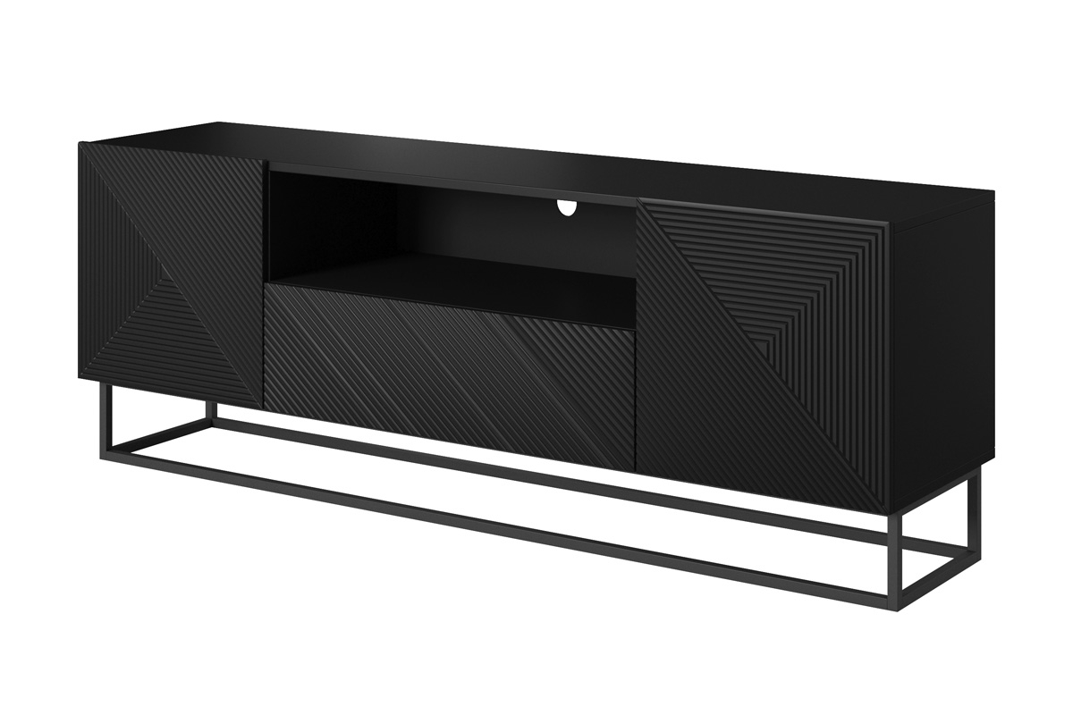 TV stolek Asha 167 cm na kovovém podstavci - černý mat Skříňka tv Asha 167 cm na kovové podstavě - Černý mat