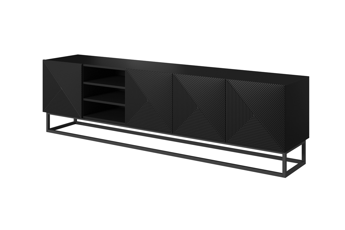 Asha TV-szekrény 200 cm fém lábakkal - matt fekete Asha TV-szekrény 200 cm fém lábakkal - matt fekete