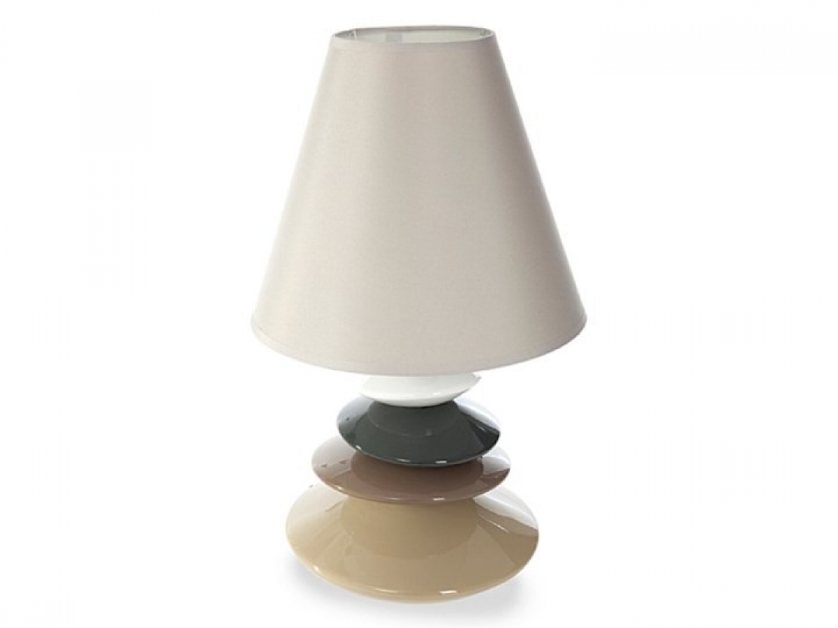 Keramická stolní lampa Tonda 1B - béžové stínidlo Keramická lampa
