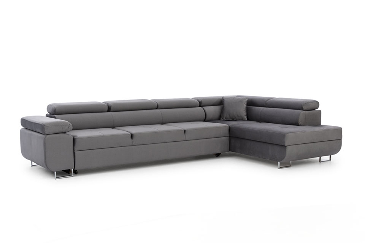 Canapea modernă de colț Annabelle Maxi šedý Rohová sedací souprava do obývacího pokoje s vysokým opěradlem