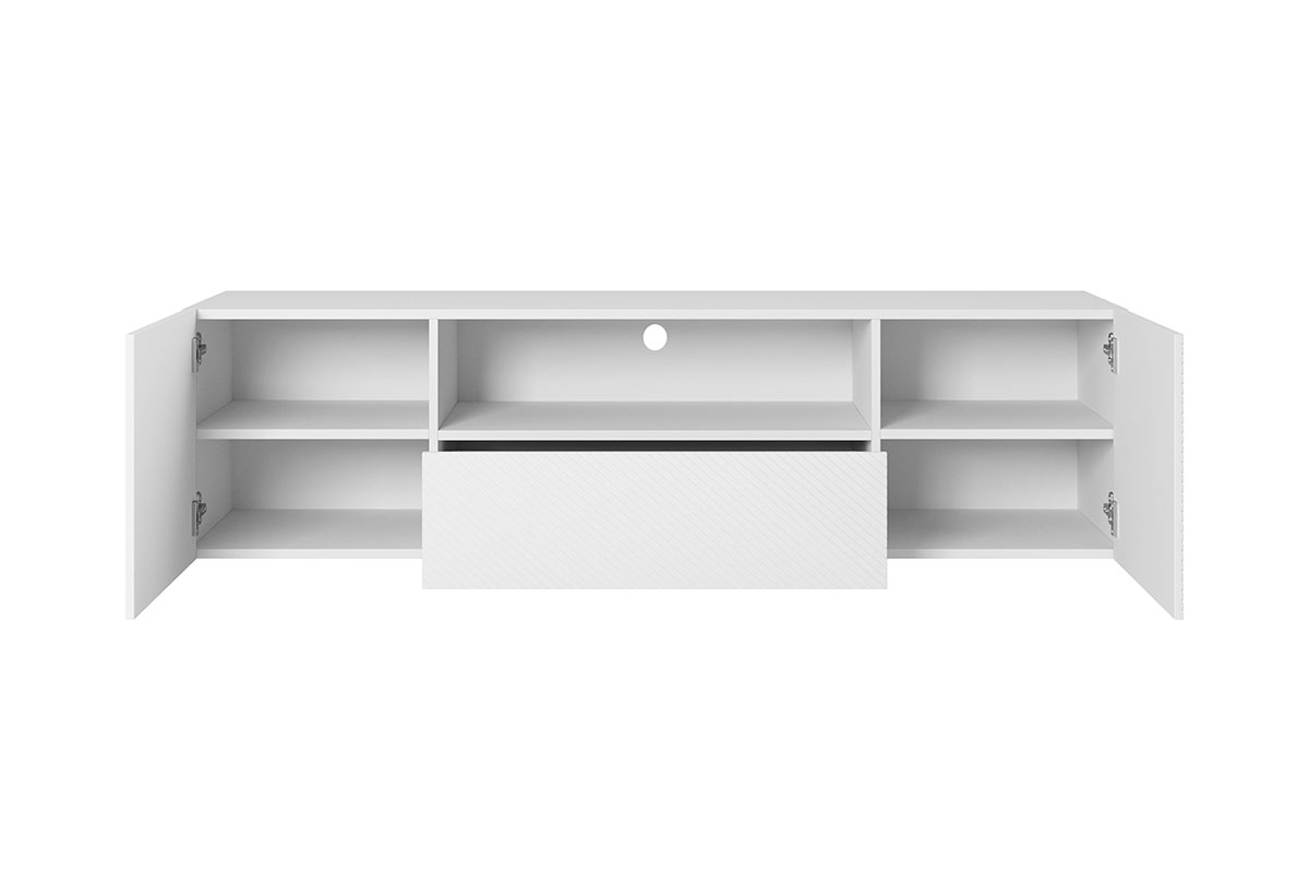 Závěsný TV stolek Asha 167 cm s výklenkem - bílý mat Skříňka rtv Bílá