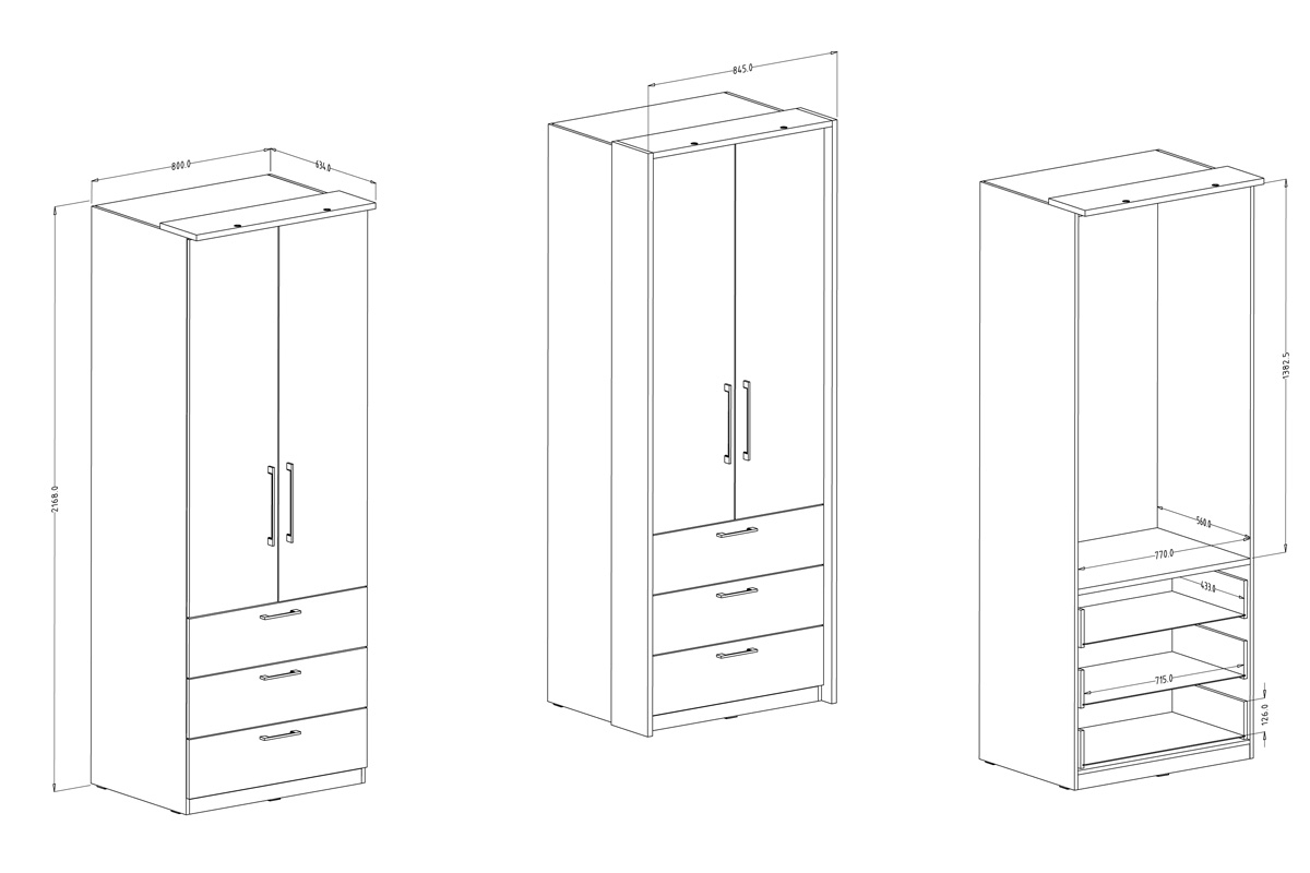 skříň dvoudveřová s zásuvkami Optima 68 - Bílý mat / Bílý lesk Skříň dvoudveřová se zásuvkami 