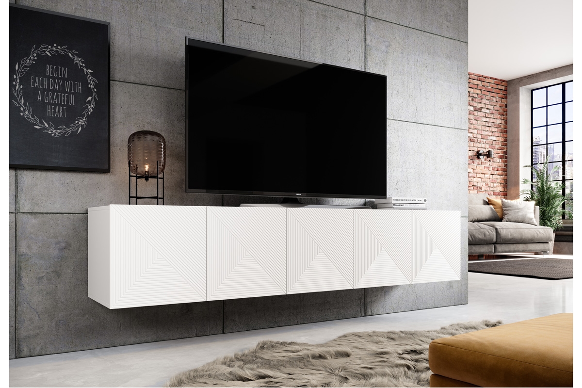 Asha fali TV-szekrény 200 cm - matt fehér Skříňka tv