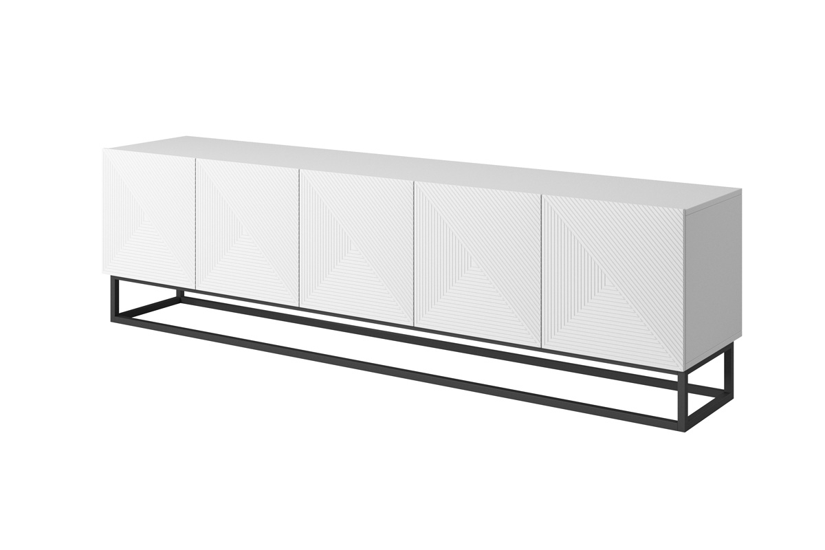 TV stolík Asha 200 cm na kovovom podstavci - biely mat TV skrinka Asha 200 cm na metalowych nohach - biely mat 