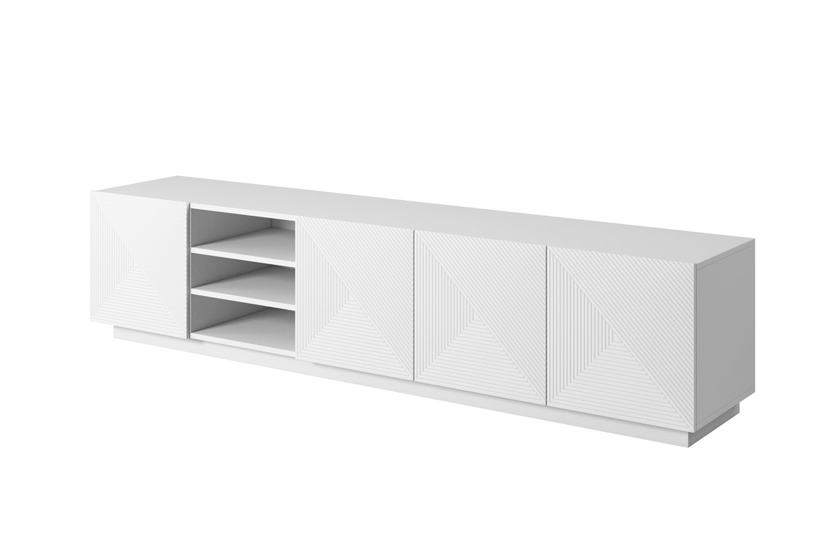 Asha fali TV-szekrény 200 cm, polccal - matt fehér szafka RTV biała