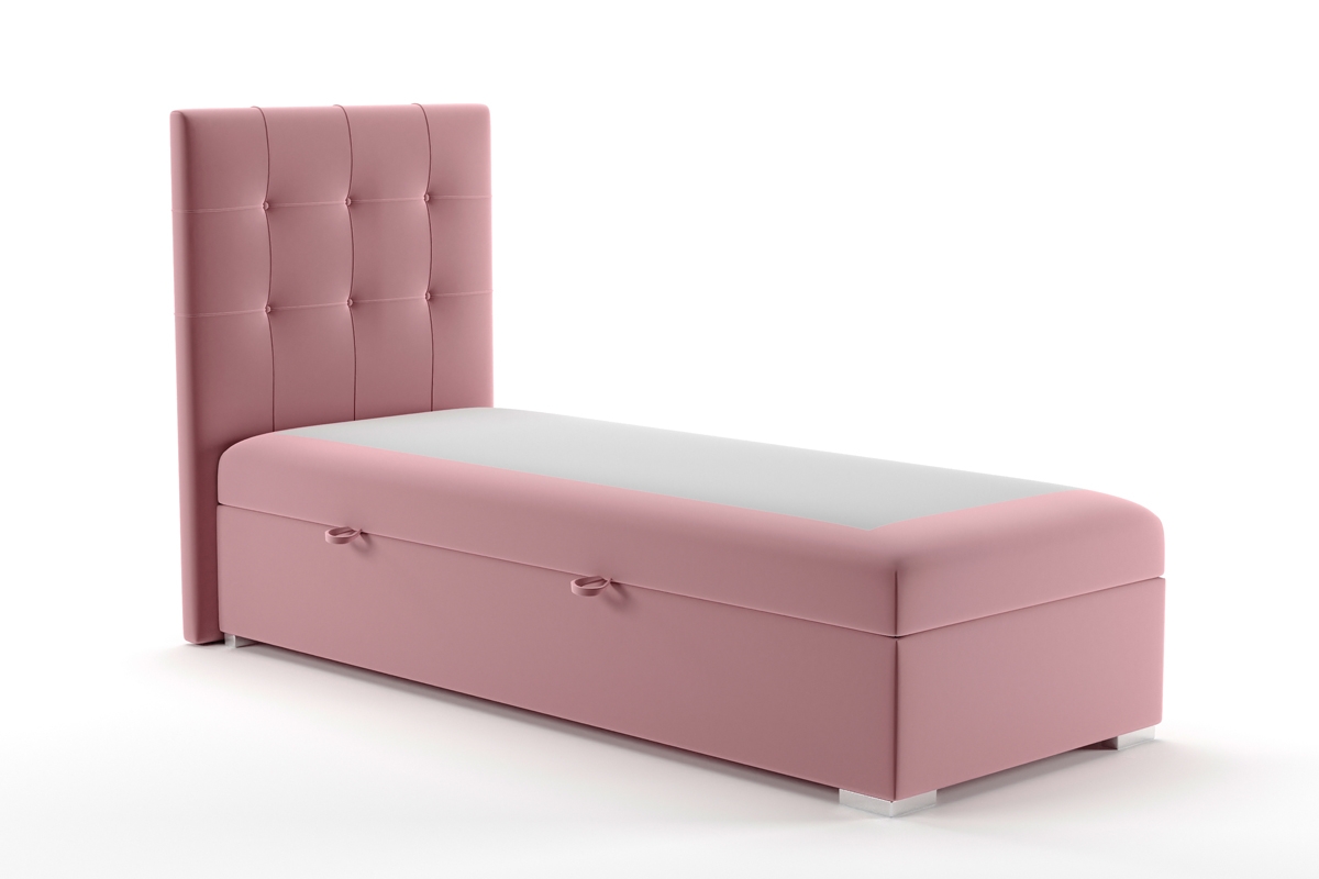 Boxspring postel mládežnická Basim 90x200 růžová postel