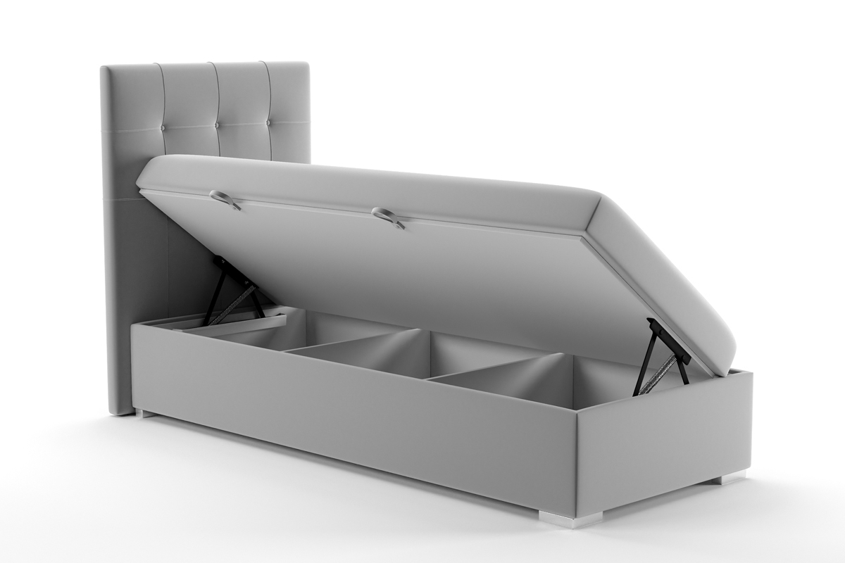 Boxspring postel mládežnická Basim 90x200 šedá postel mládežnická 90x200 s úložným prostorem na ložní prádlo