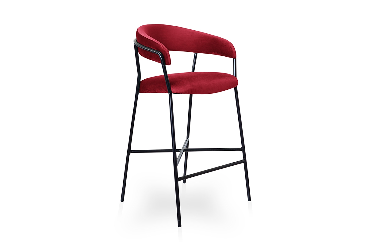 Barová židle čalouněná Nicole na czarnym stelazu - Červený  hoker czerwony 