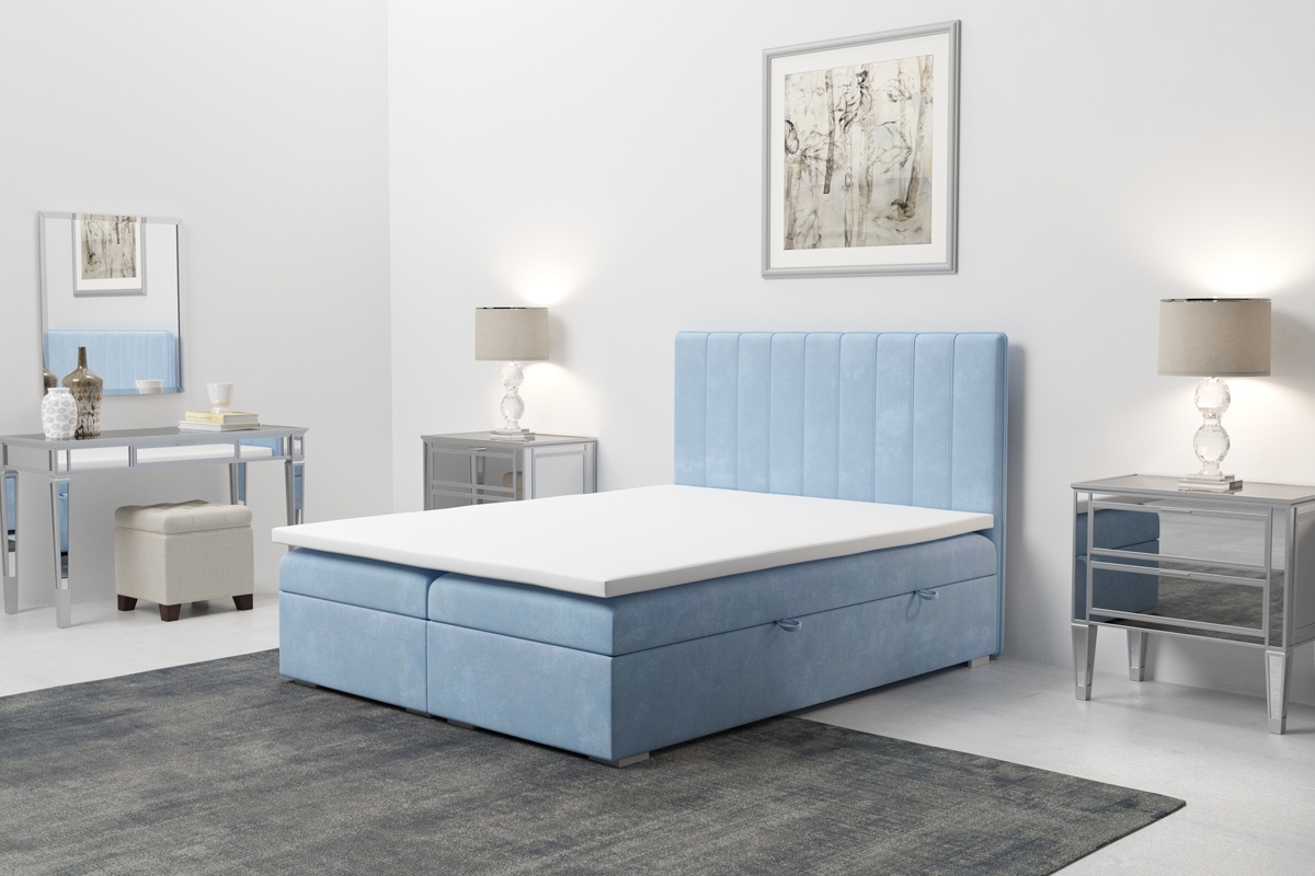 Boxspring posteľ s úložným priestorom Arkadia 140x200  Modré Posteľ 140x200 