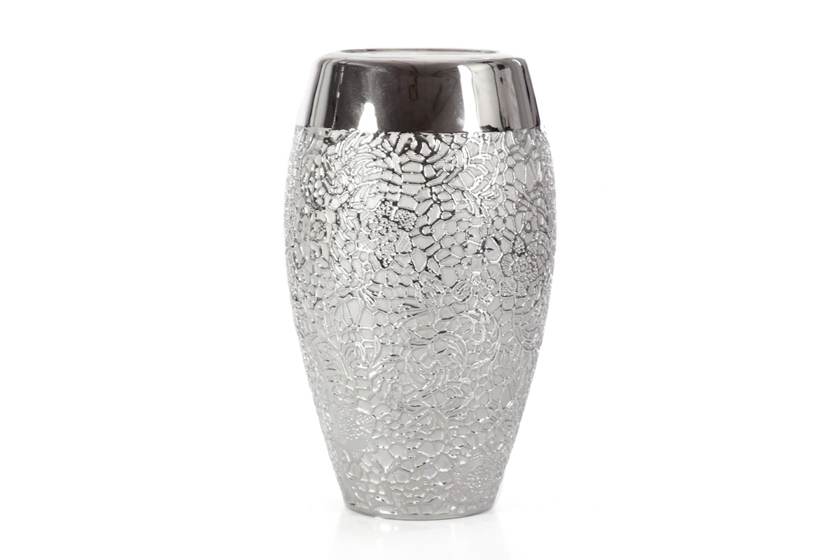 Dekoratívna váza NANET 02 Strieborná wazon ozdobny srebrny
