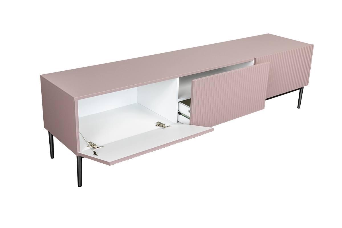 TV stolek Nicole 200 cm - antická růžová / černé nožky Skříňka tv do obývacího pokoje