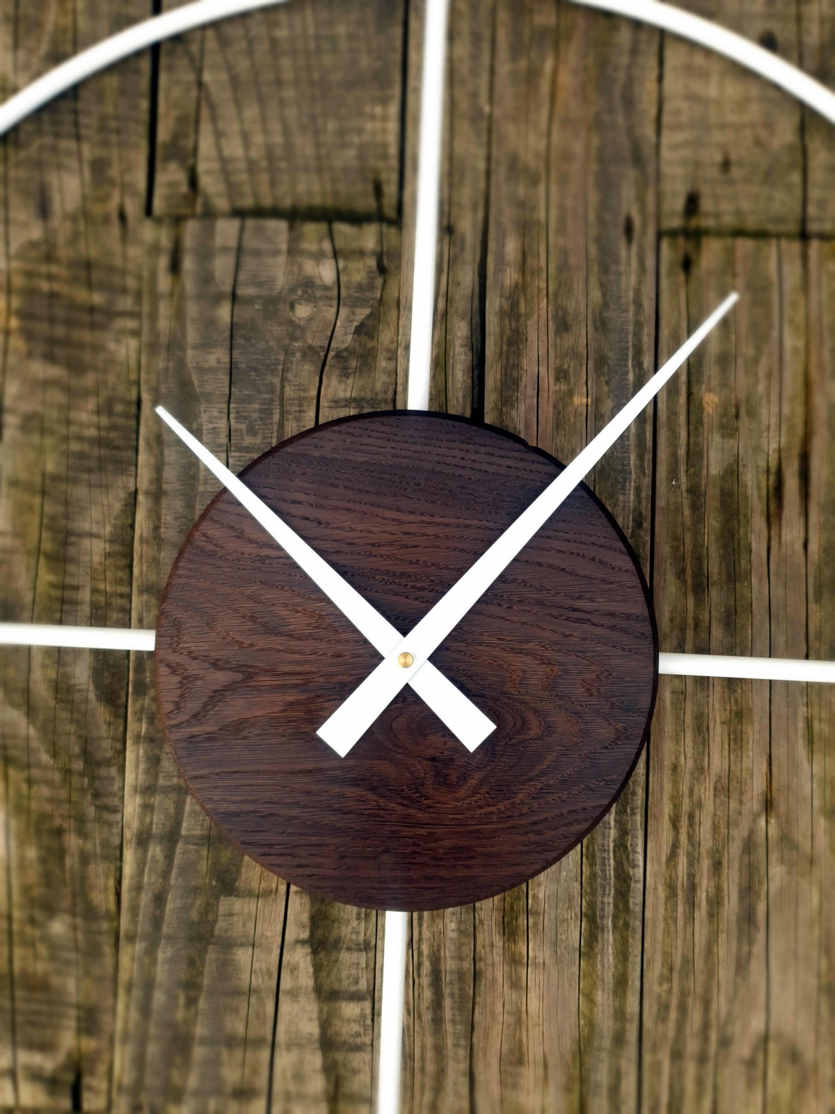 Dřevěné nástěnné hodiny KAYU 39 - 75 cm - černý dub / bílá Dřevěné nástěnné hodiny KAYU 39 