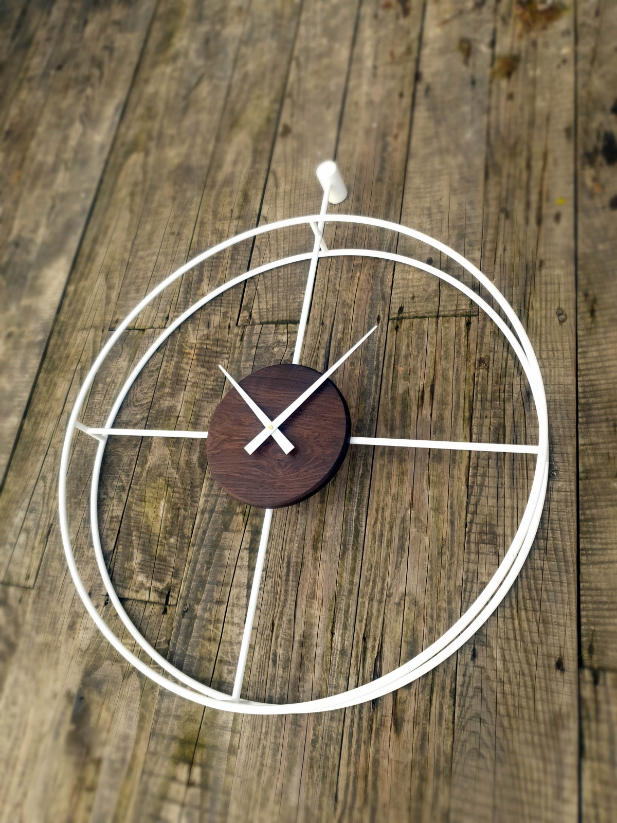 Dřevěné nástěnné hodiny KAYU 39 - 75 cm - černý dub / bílá stylové závěsné hodiny