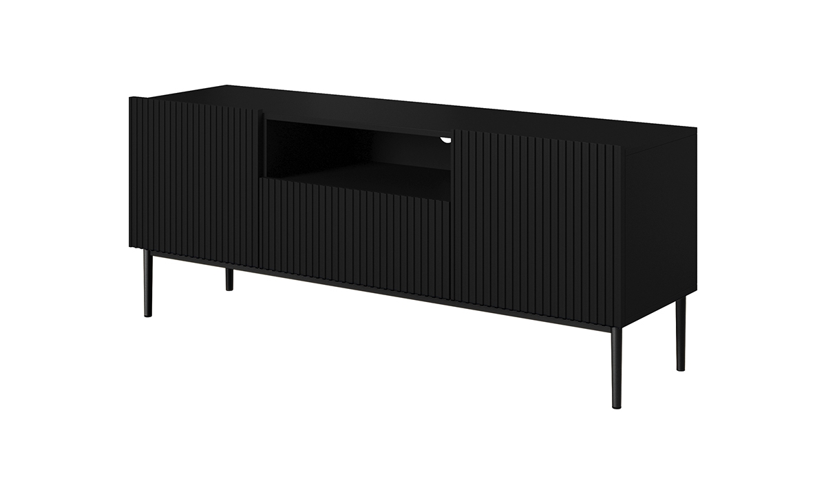 TV stolek Nicole 150 cm s výklenkem - černý mat / černé nožky Skříňka tv Nicole