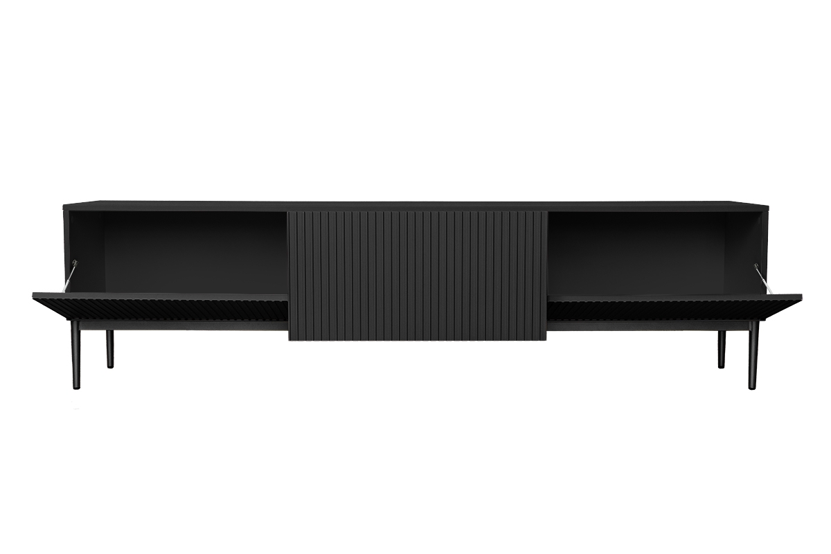 Nicole 200 cm-es TV-szekrény - matt fekete / fekete lábak tv Nicole na kovovém podstavci