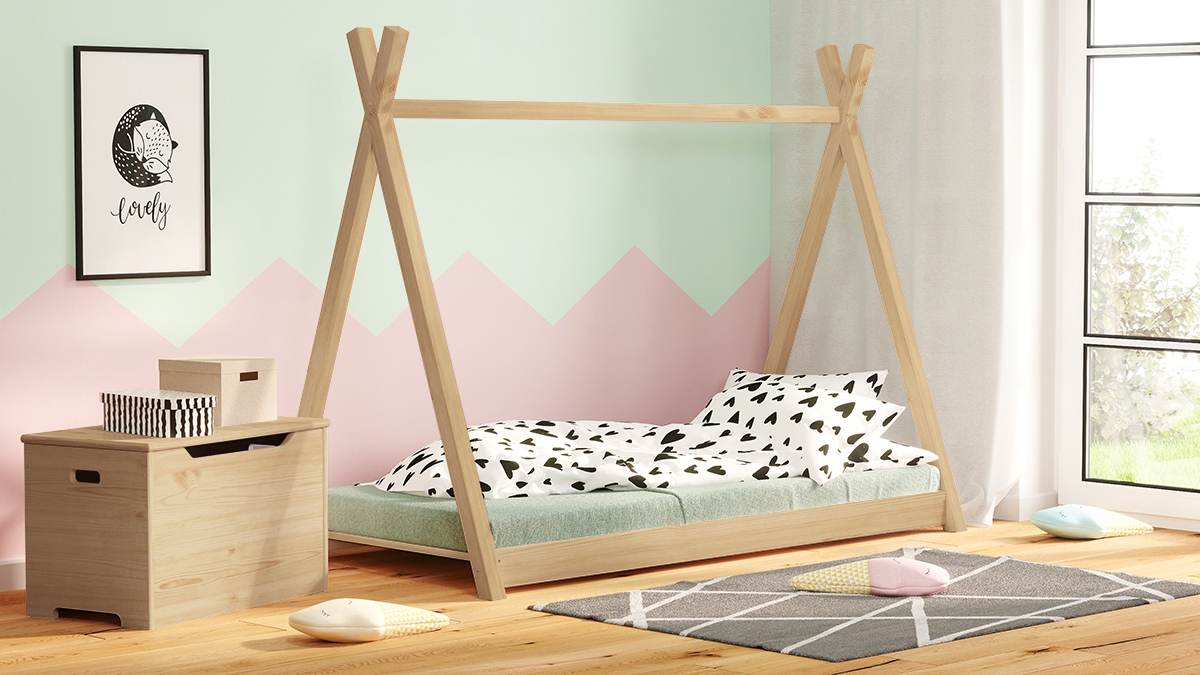 Drevená detská posteľ Tipi Łóżko dziecięce drewniane domek Tipi - sosna 