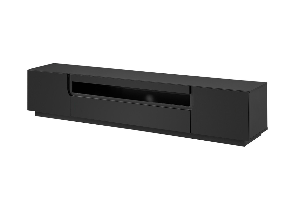 Loftia 200 cm TV-szekrény - fekete/fekete matt czarna szafla rtv