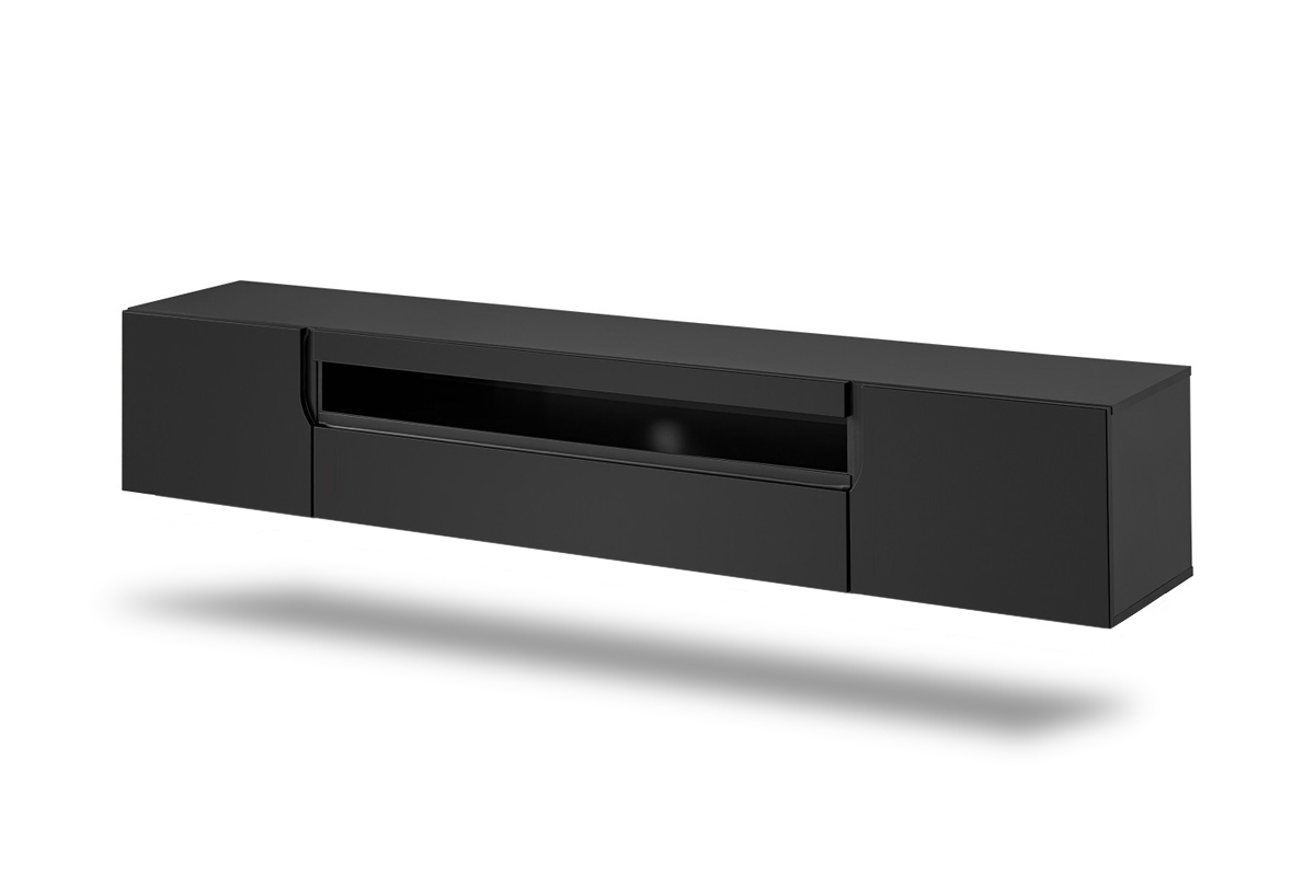 Závěsný TV stolek Loftia 200 cm - černá / černý mat industrialna szafka rtv