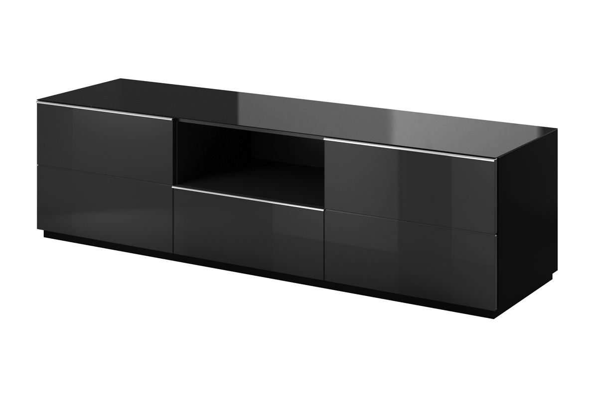 Komplet nábytku do obývacej izby Helio I - Čierny / Čierne sklo TV komoda