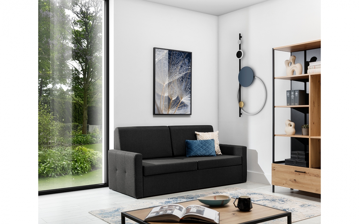 New Elegance kanapé kinyitható szekrényágyhoz 140 cm Pohovka Elegantia, w czarnej tkaninie  