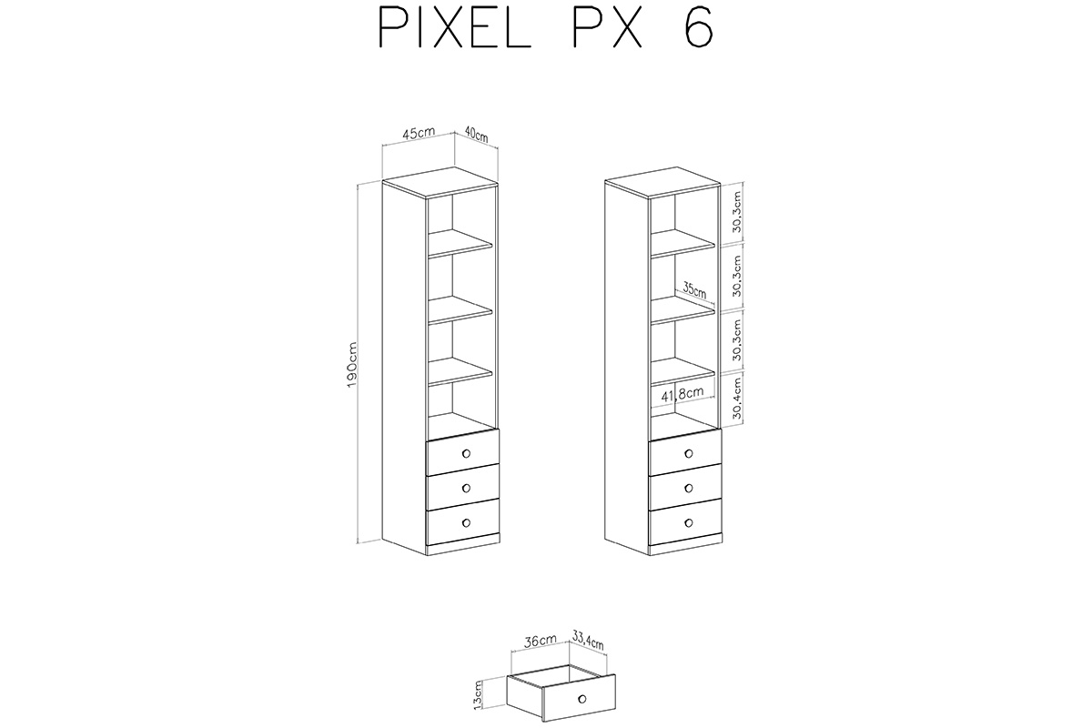 Pixel 6 polc - kekszes tölgy/Lux fehér/szürke Regál Pro mladé Pixel 6 - dub piškotový/Bílý lux/szürke - schemat