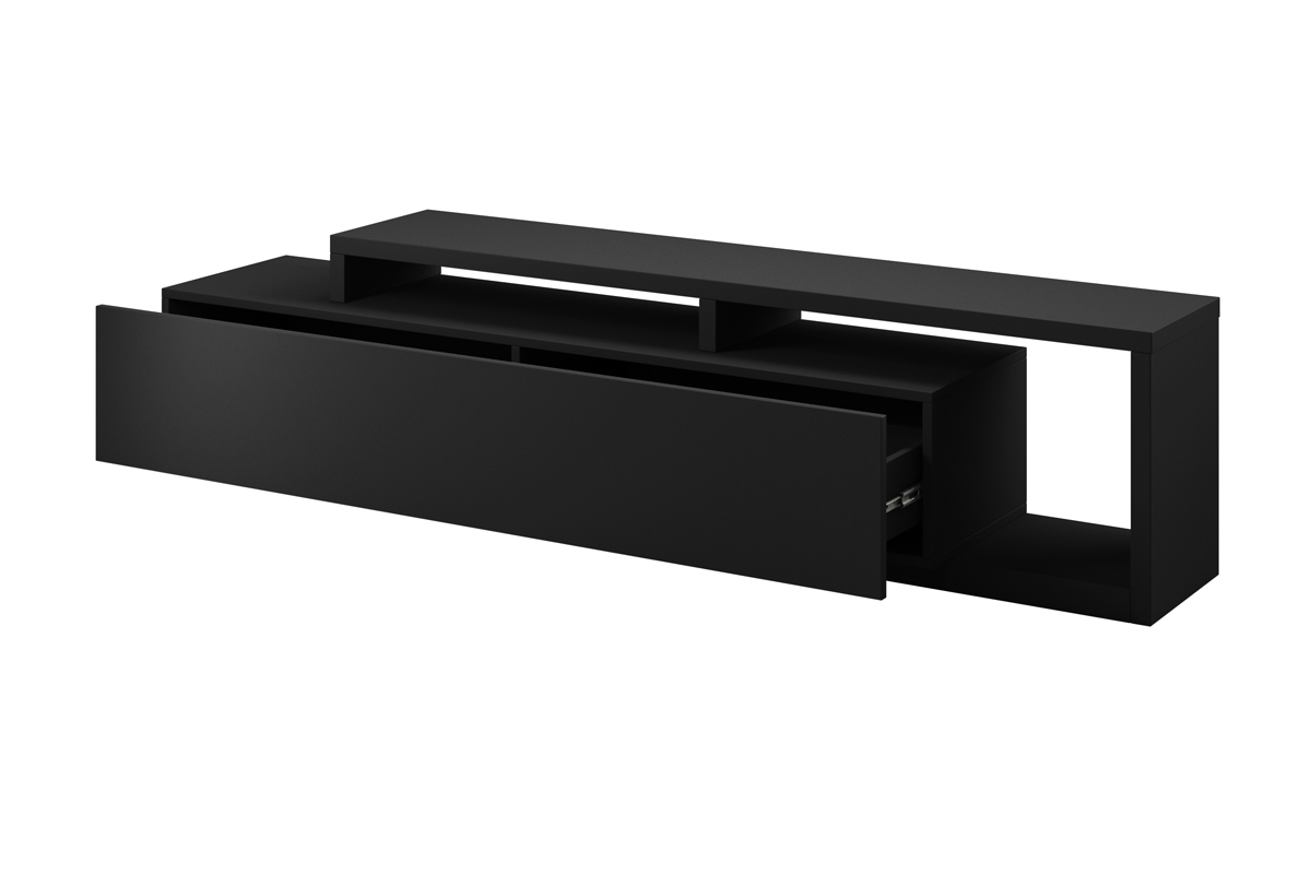 TV stolík Bota 40 s otvorenými policami 219 cm - čierny supermat  Komoda TV Bota 40 Appenzeller - Čierny supermat 