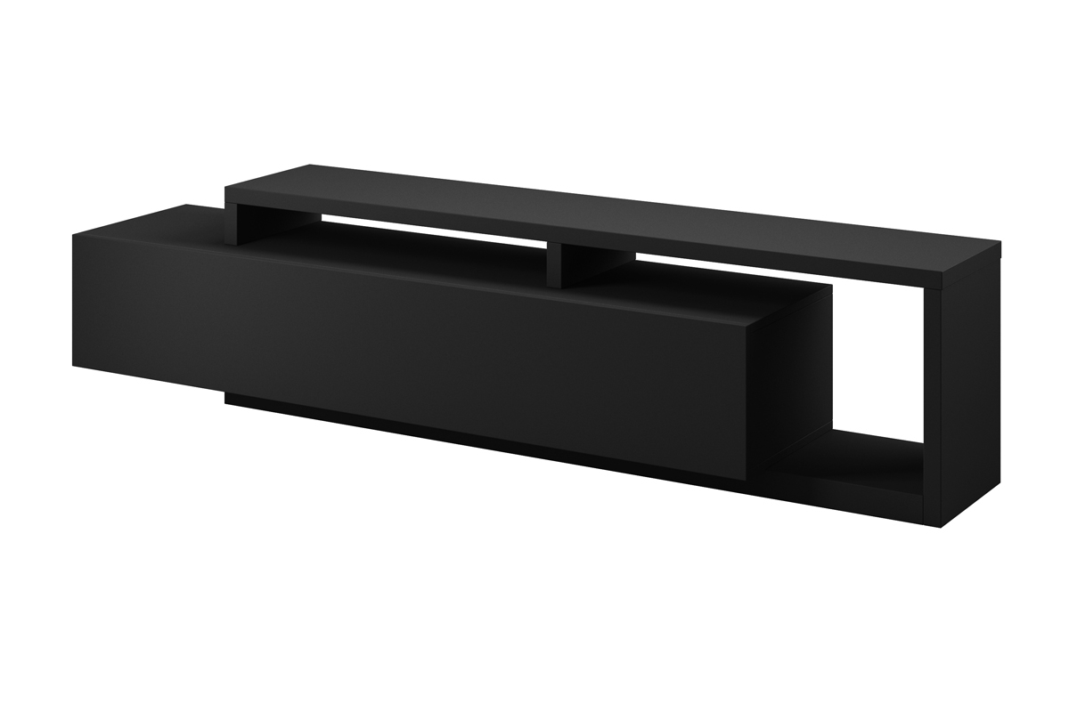 TV stolík Bota 40 s otvorenými policami 219 cm - čierny supermat czarna szafka rtv