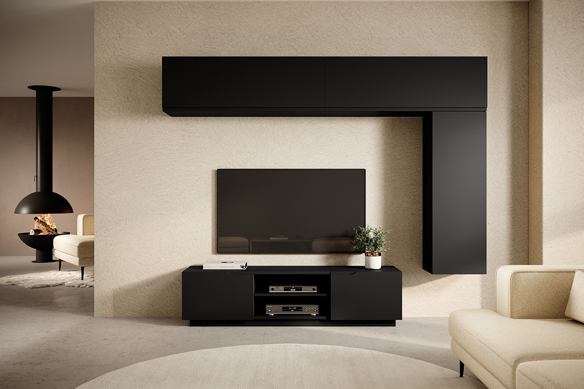 TV stolek Loftia Mini - černá / černý mat Skříňka rtv Černá