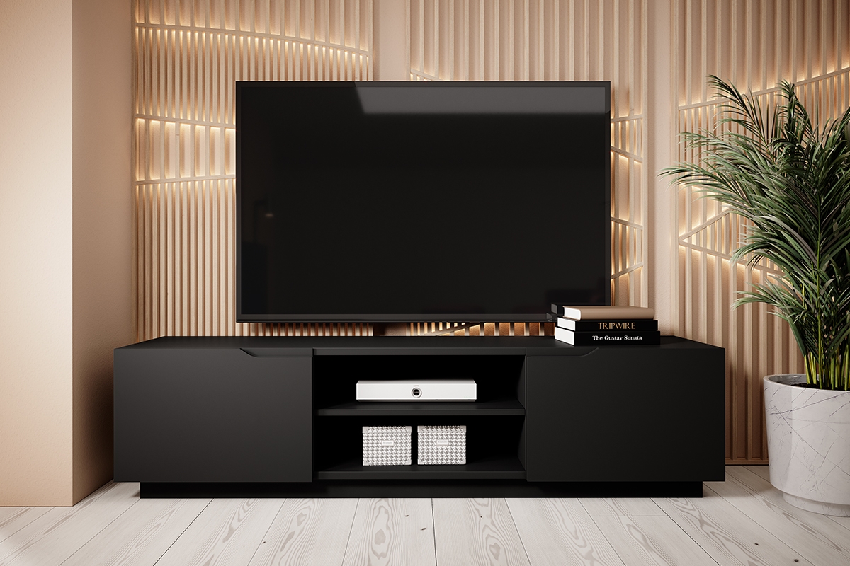TV stolek Loftia Mini - černá / černý mat Skříňka rtv do obývacího pokoje