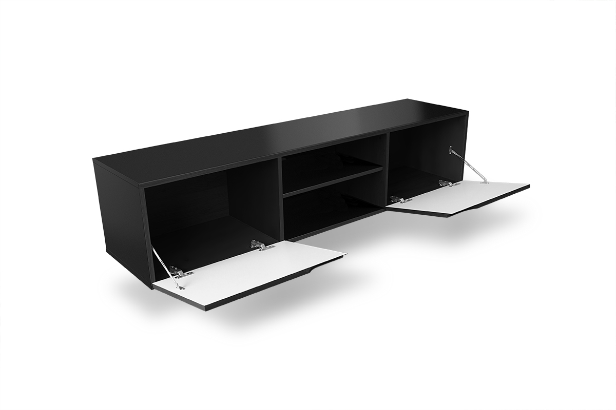 Závěsný TV stolek Loftia Mini - černá / černý mat Skříňka tv s výklenkem