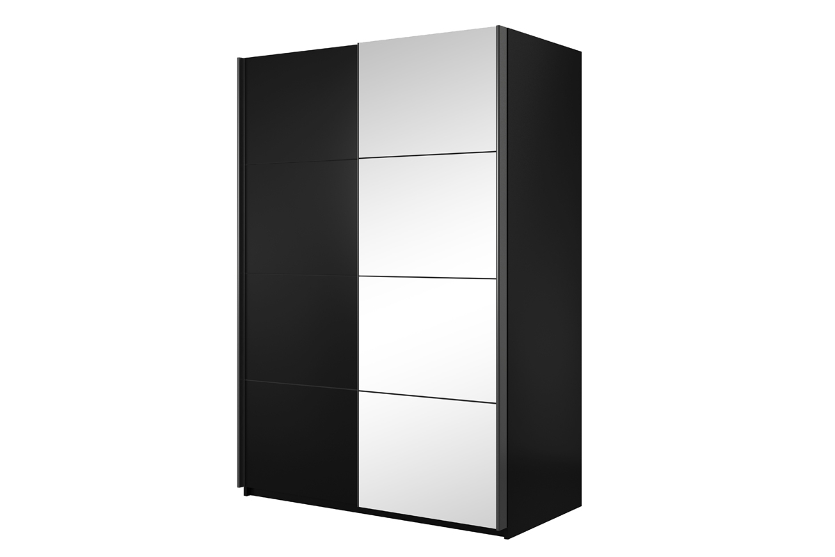 Skříň s posuvnými dveřmi Beta 55 se zrcadlem 150 cm - černá Skříň šatní Černá 