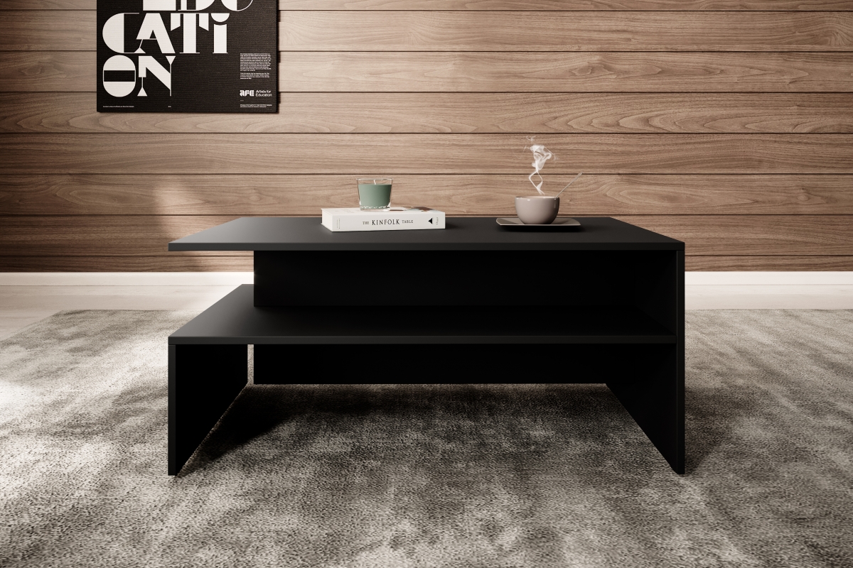 Konferenčný stolík Loftia 100 cm - čierna / čierny mat Stolík v čiernej farbe 