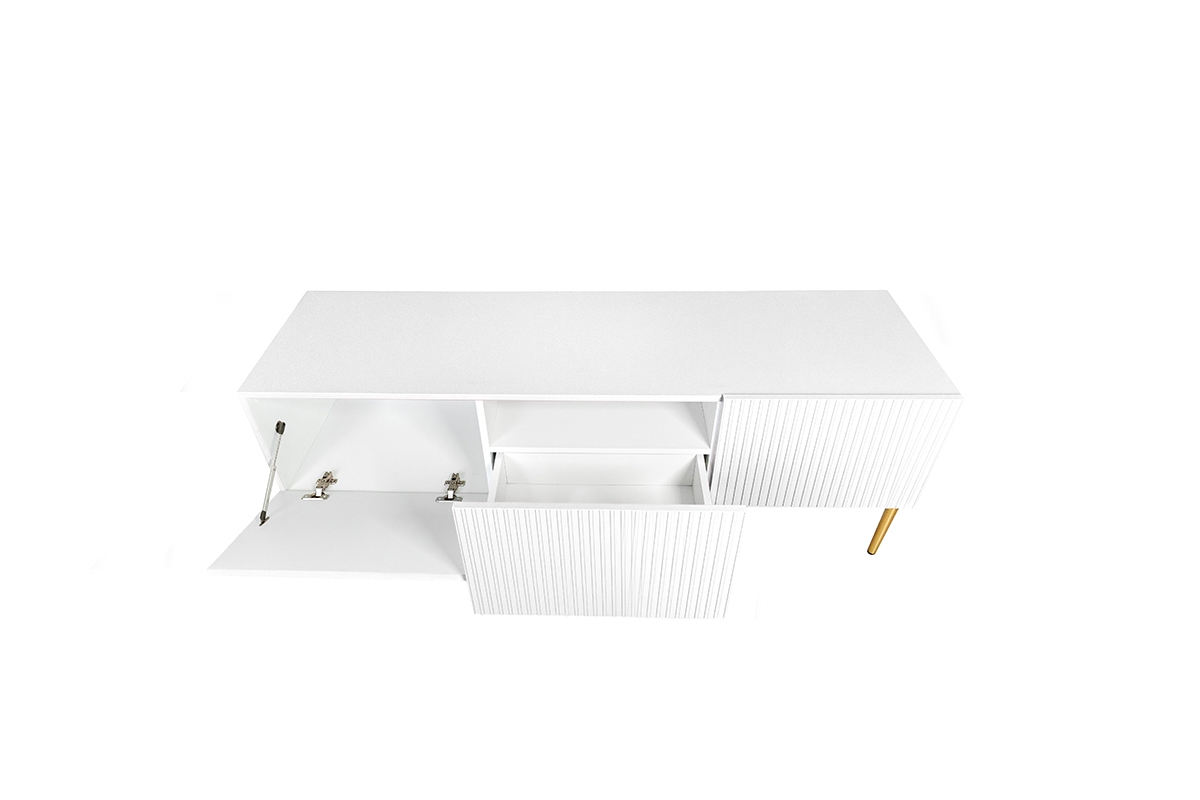 TV stolík Nicole 150 cm - biely mat / zlaté nožičky TV skrinka