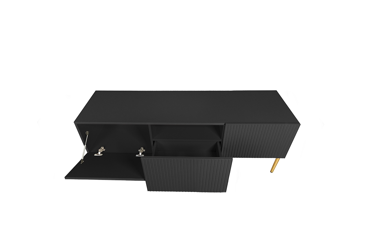 TV stolek Nicole 150 cm - černý mat / zlaté nožky Skříňka
