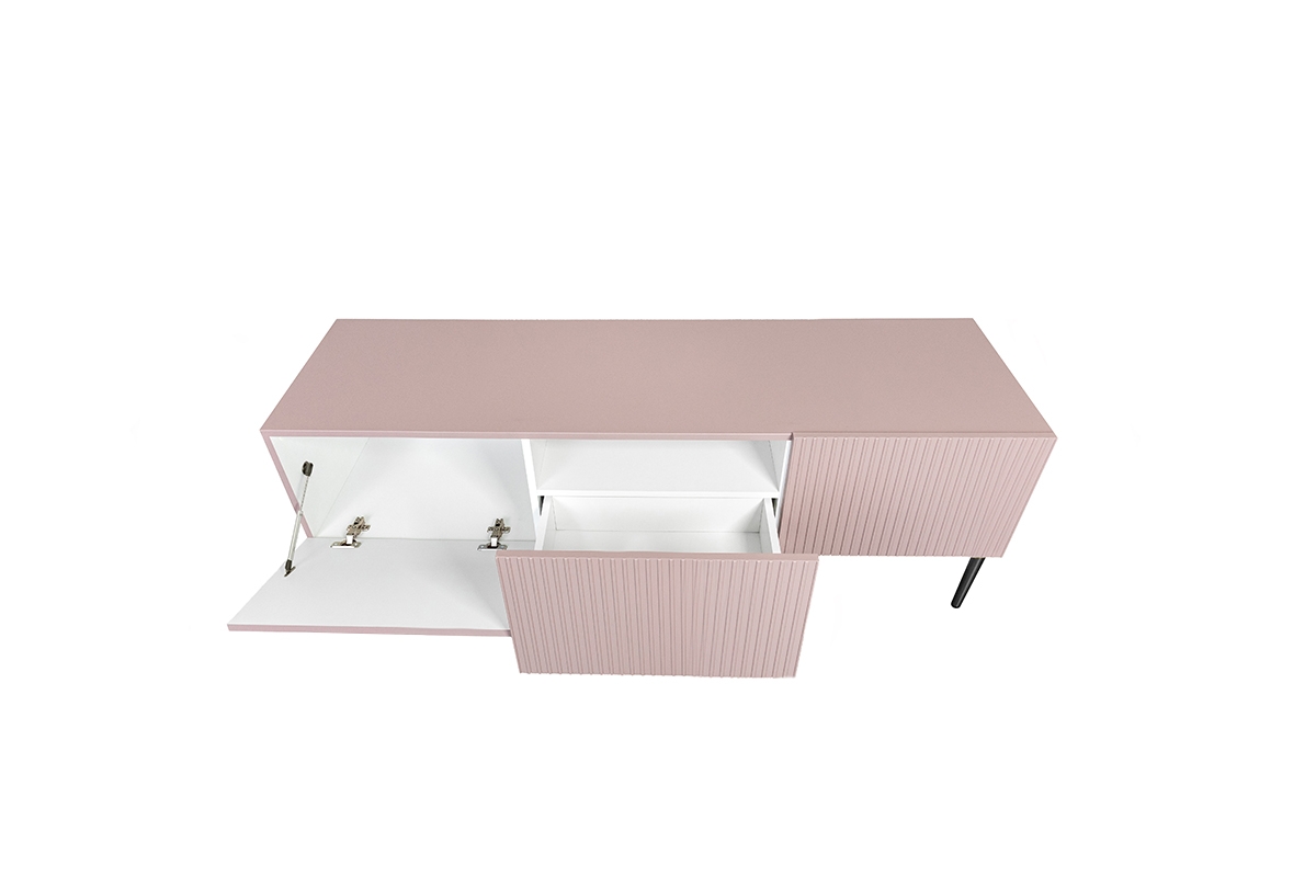TV stolek Nicole 150 cm - antická růžová / černé nožky Skříňka tv do obývacího pokoje