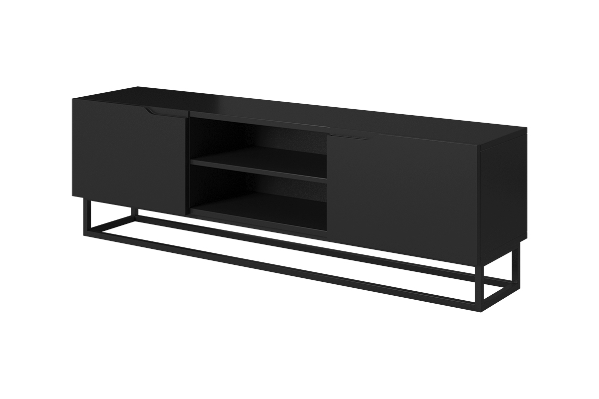 Skříňka tv na kovovém rámu Loftia Mini - Černý/Černý mat TV skříňka do obývacího pokoje